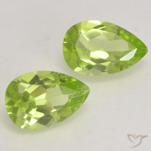 0.87 ctw Green Peridot Stones, Natural Peridot in Pear Facet Shape for Sale
