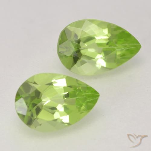 0.89 ctw Green Peridot Stones, Natural Peridot in Pear Facet Shape for Sale