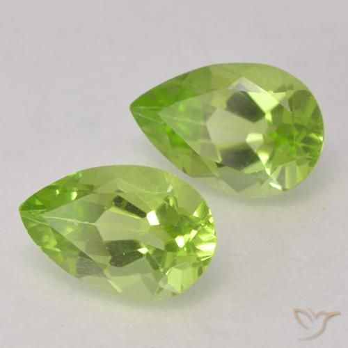 0.84 ctw Green Peridot Stones, Natural Peridot in Pear Facet Shape for Sale