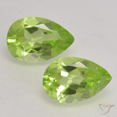 0.84ctw Natural Light Lively Green Peridot, Pear Shape, VVS-VS