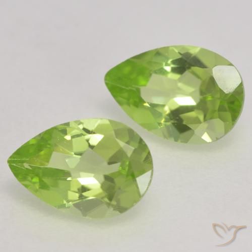 0.84 ctw Green Peridot Stones, Natural Peridot in Pear Facet Shape for Sale
