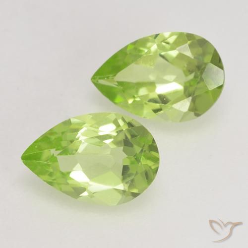 0.86 ctw Green Peridot Stones, Natural Peridot in Pear Facet Shape for Sale