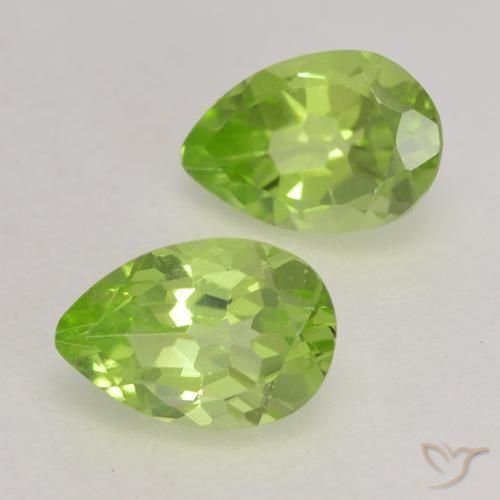0.94 ctw Green Peridot Stones, Natural Peridot in Pear Facet Shape for Sale