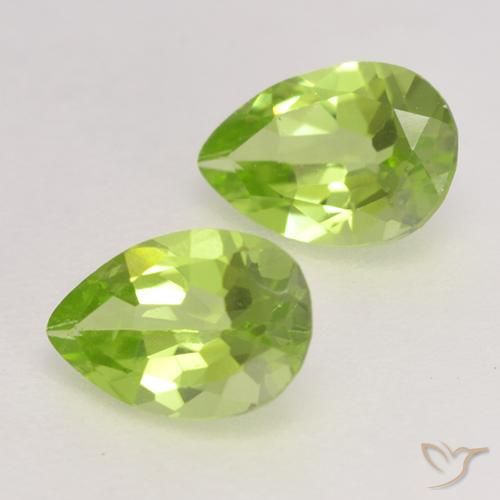 0.84 ctw Green Peridot Stones, Natural Peridot in Pear Facet Shape for Sale
