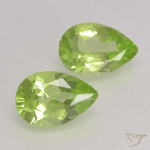 0.86 ctw Green Peridot Stones, Natural Peridot in Pear Facet Shape for Sale