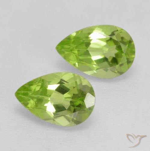0.96 ctw Green Peridot Stones, Natural Peridot in Pear Facet Shape for Sale