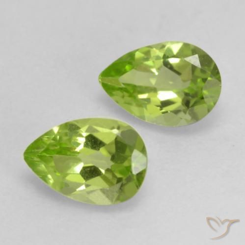 0.86 ctw Green Peridot Stones, Natural Peridot in Pear Facet Shape for Sale