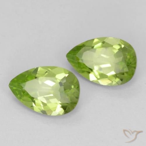 0.86 ctw Green Peridot Stones, Natural Peridot in Pear Facet Shape for Sale