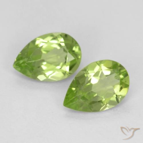 0.84ctw Natural Light Lively Green Peridot, Pear Shape, VVS-VS