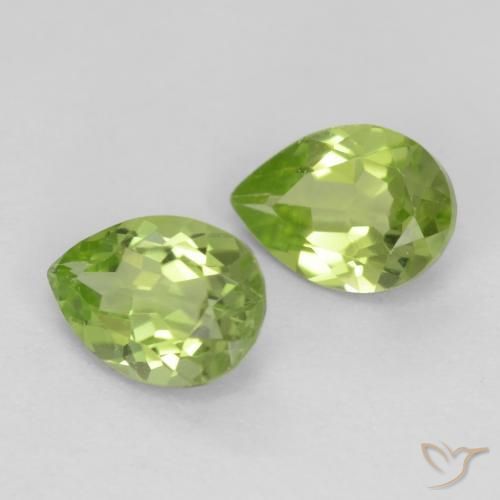 0.84 ctw Green Peridot Stones, Natural Peridot in Pear Facet Shape for Sale