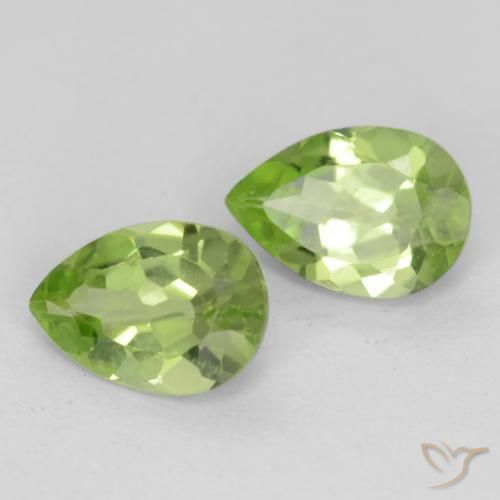 0.85 ctw Green Peridot Stones, Natural Peridot in Pear Facet Shape for Sale