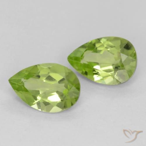 0.79 ctw Green Peridot Stones, Natural Peridot in Pear Facet Shape for Sale