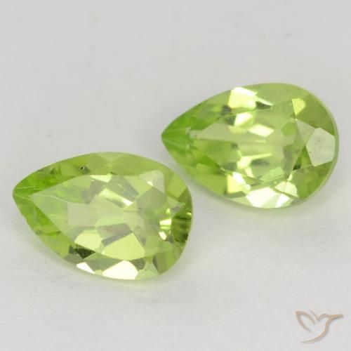 0.98 ctw Green Peridot Stones, Natural Peridot in Pear Facet Shape for Sale