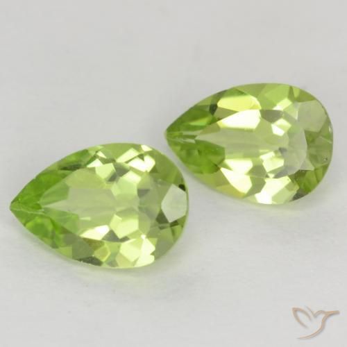 0.87 ctw Green Peridot Stones, Natural Peridot in Pear Facet Shape for Sale