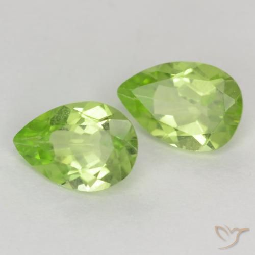 0.78 ctw Green Peridot Stones, Natural Peridot in Pear Facet Shape for Sale