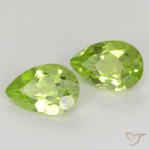 0.87 ctw Green Peridot Stones, Natural Peridot in Pear Facet Shape for Sale