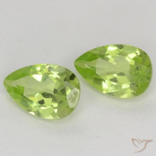 0.87 ctw Green Peridot Stones, Natural Peridot in Pear Facet Shape for Sale
