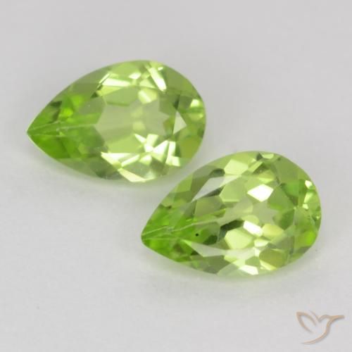 0.80ctw Natural Light Lively Green Peridot, Pear Shape, VVS-VS