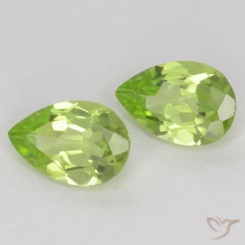0.80 ctw Green Peridot Stones, Natural Peridot in Pear Facet Shape for Sale