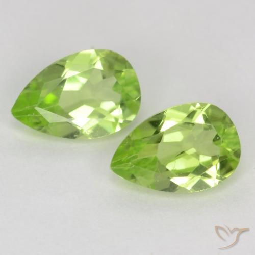 0.89ctw Natural Light Lively Green Peridot, Pear Shape, VVS-VS