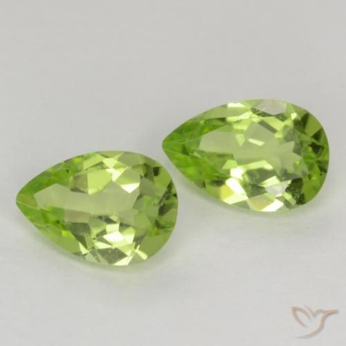 0.79 ctw Green Peridot Stones, Natural Peridot in Pear Facet Shape for Sale