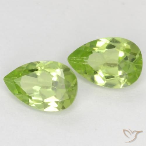 0.88 ctw Green Peridot Stones, Natural Peridot in Pear Facet Shape for Sale