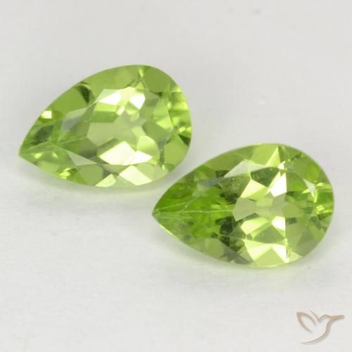 0.87ctw Natural Light Green Peridot, Pear Shape, VVS-VS