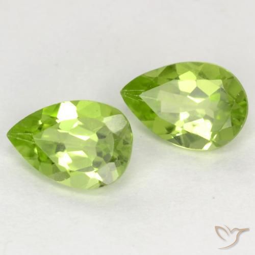 0.87 ctw Green Peridot Stones, Natural Peridot in Pear Facet Shape for Sale