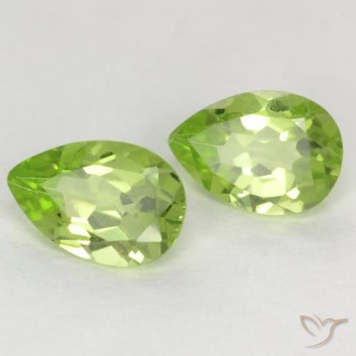 0.84 ctw Green Peridot Stones, Natural Peridot in Pear Facet Shape for Sale