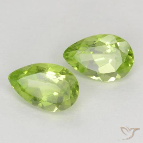 0.94 ctw Green Peridot Stones, Natural Peridot in Pear Facet Shape for Sale