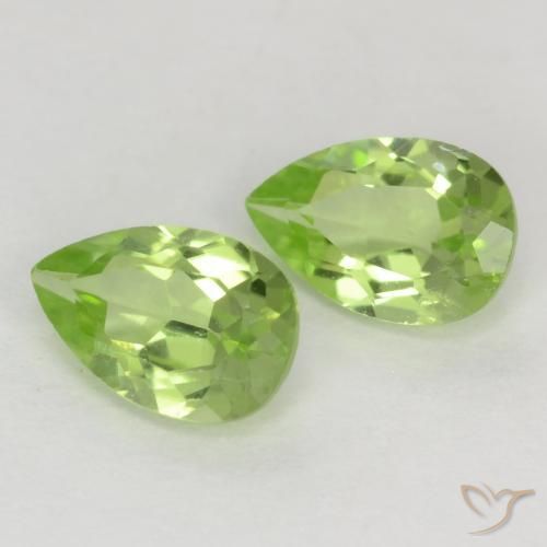 0.88 ctw Green Peridot Stones, Natural Peridot in Pear Facet Shape for Sale