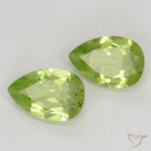 0.89 ctw Green Peridot Stones, Natural Peridot in Pear Facet Shape for Sale