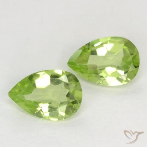 0.69 ctw Green Peridot Stones, Natural Peridot in Pear Facet Shape for Sale