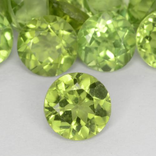 Verde medio Peridoto Gema - 0.6ct Faceta Redonda (ID: 541067)