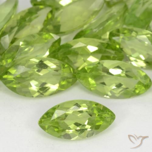 0.58ct Natural Light Lively Green Peridot, Marquise, VS