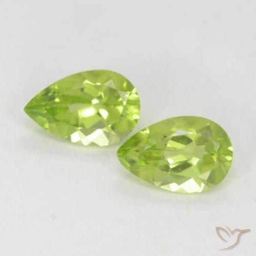 0.90 ctw Green Peridot Stones, Natural Peridot in Pear Facet Shape for Sale