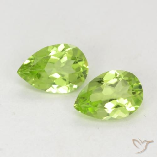 0.88ctw Natural Light Lively Green Peridot, Pear Shape, VVS-VS
