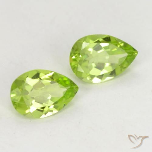 0.88 ctw Green Peridot Stones, Natural Peridot in Pear Facet Shape for Sale