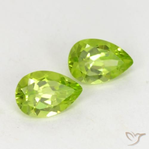 0.93 ctw Green Peridot Stones, Natural Peridot in Pear Facet Shape for Sale