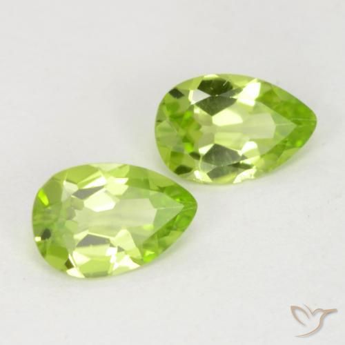 0.77 ctw Green Peridot Stones, Natural Peridot in Pear Facet Shape for Sale