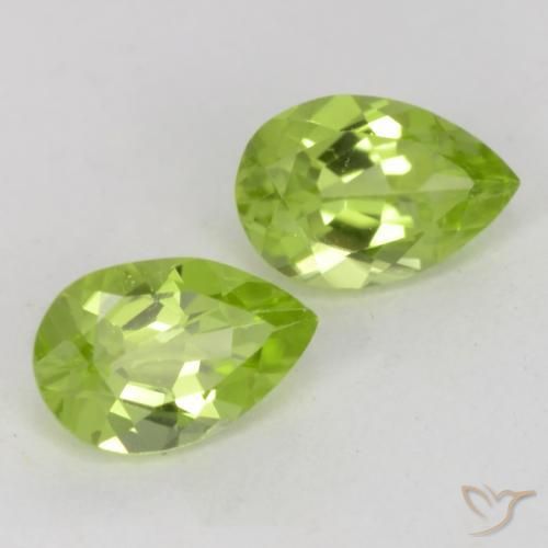 0.88 ctw Green Peridot Stones, Natural Peridot in Pear Facet Shape for Sale