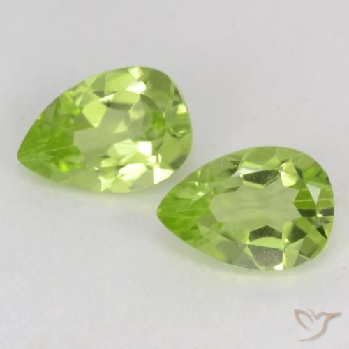 0.9 ct Pear Cut Peridot, 6 x 4.2 mm From China, Photo A