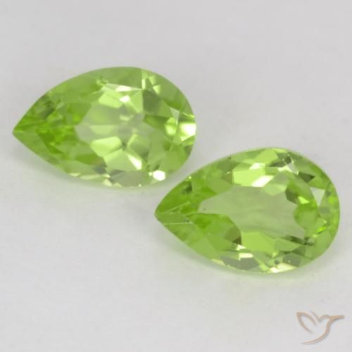 0.91ctw Natural Light Lively Green Peridot, Pear Shape, VVS-VS