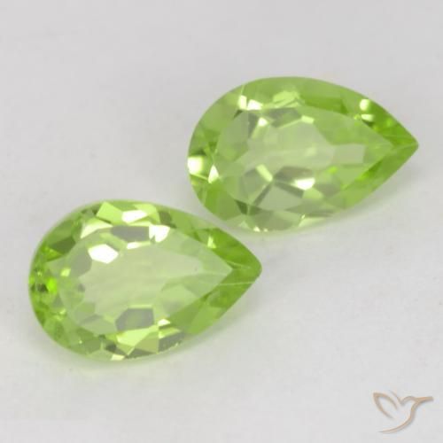 0.91 ctw Green Peridot Stones, Natural Peridot in Pear Facet Shape for Sale
