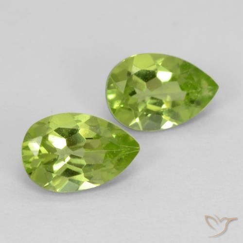 0.87 ctw Green Peridot Stones, Natural Peridot in Pear Facet Shape for Sale