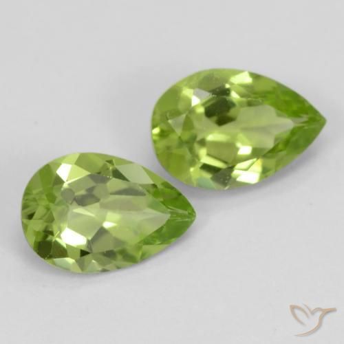 0.82 ctw Green Peridot Stones, Natural Peridot in Pear Facet Shape for Sale