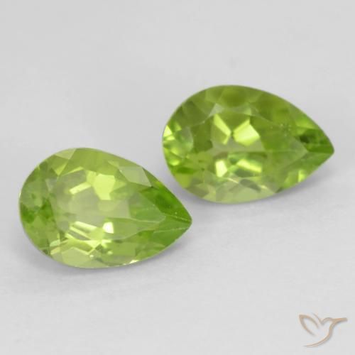 0.98 ctw Green Peridot Stones, Natural Peridot in Pear Facet Shape for Sale
