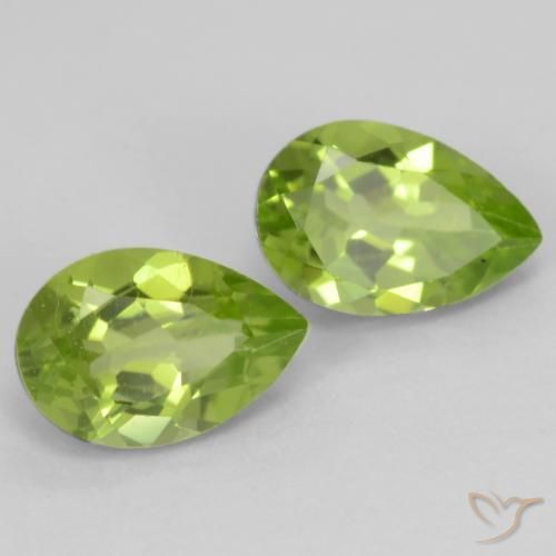 0.97 ctw Green Peridot Stones, Natural Peridot in Pear Facet Shape for Sale