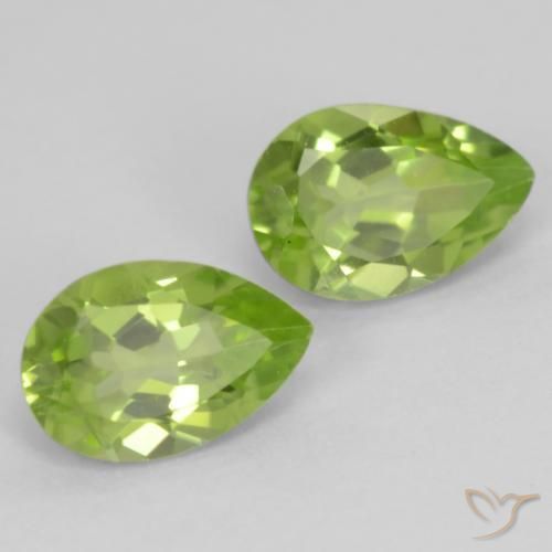 0.90 ctw Green Peridot Stones, Natural Peridot in Pear Facet Shape for Sale