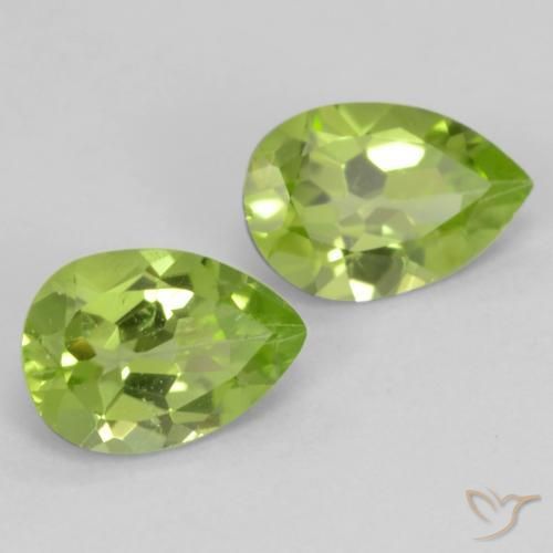 0.81 ctw Green Peridot Stones, Natural Peridot in Pear Facet Shape for Sale